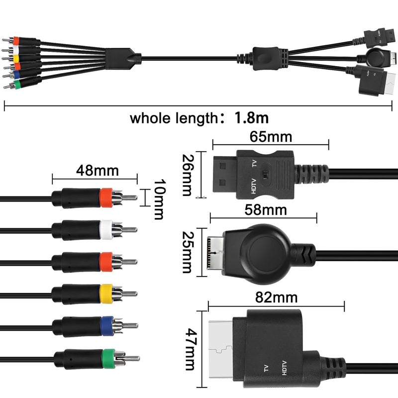 XMSJSIY كابل PS2 PS3 RCA AV HDTV متوافق مع Xbox 360 / WII محول صوت وصورة YPbPr إلى HDTV EDTV 3 في 1-1.8م - Image 2